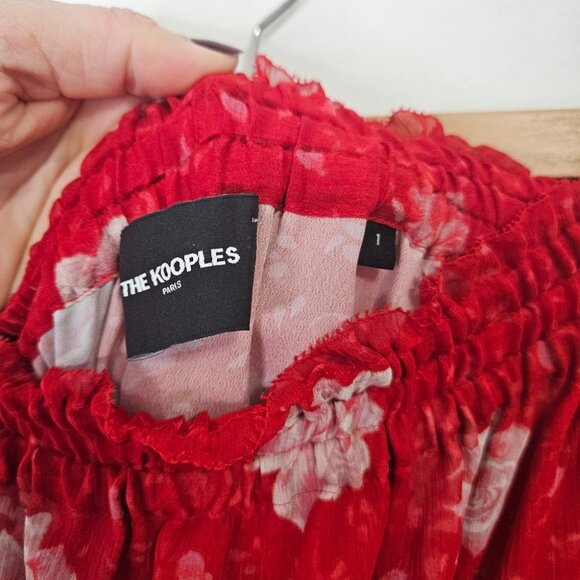 The Kooples Floral Off-The-Shoulder Asymmetric Silk Dress Sz S Bohemian Festival - Picture 9 of 11